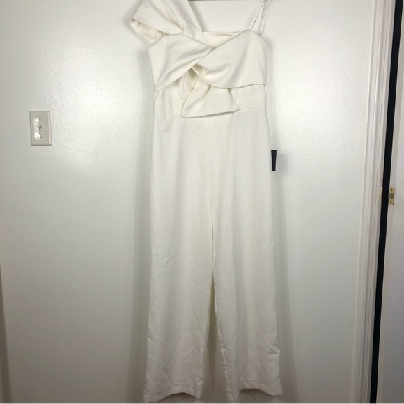 Lulus Eternal Vow Ivory One-Shoulder Sleeveless Bow-Front Jumpsuit Size Large - Picture 3 of 12